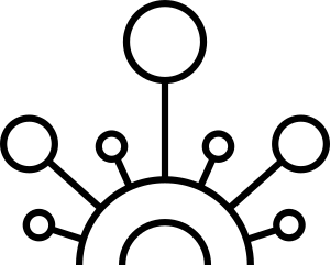 Network of stakeholders icon representing the ecosystem in one room