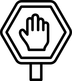 Stop hand sign icon representing advocacy efforts stalling due to policymaker inertia